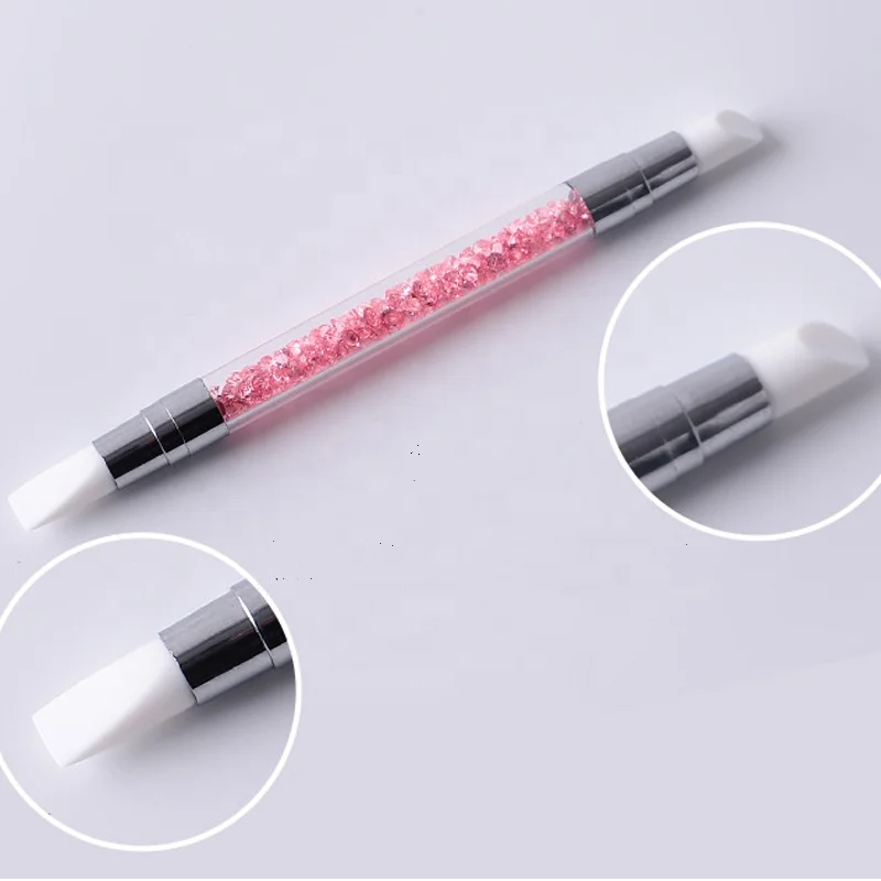 5 Colors Sculpture Pen Acrylic Handle Brushes Carving Builder Emboss Dotting Pen Brush Tool Double End Silicone Nail Art
