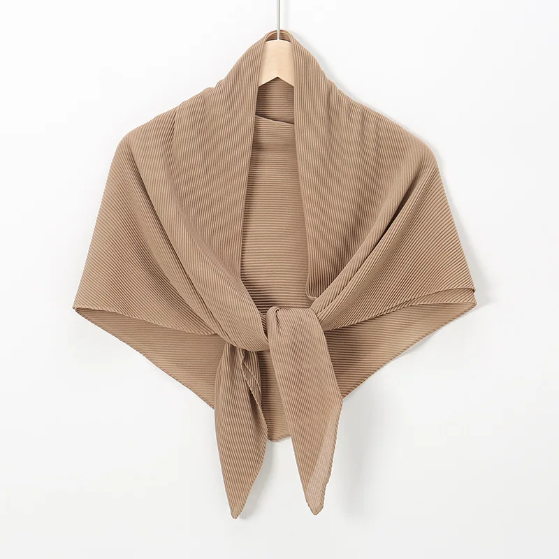 Wholesale 100*100 cm Woman Crinkle Scarf Solid Color Hijab Square Pleated Chiffon Shawl