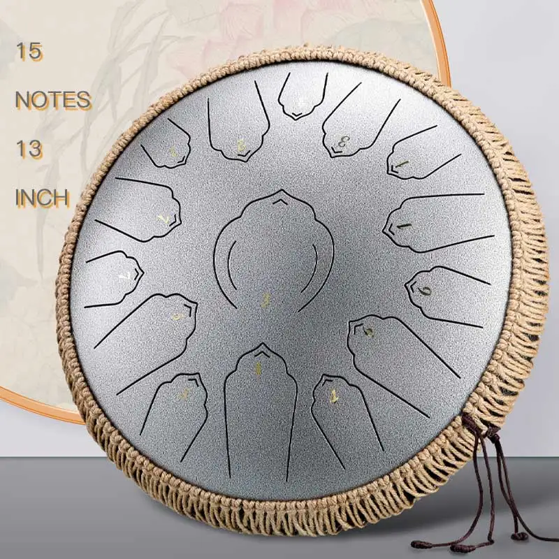 Wholesale Tongue Drum 13 Inches 15 Notes Drum Steel Percussion Drum With Portable Bag Music Sheet Mallets