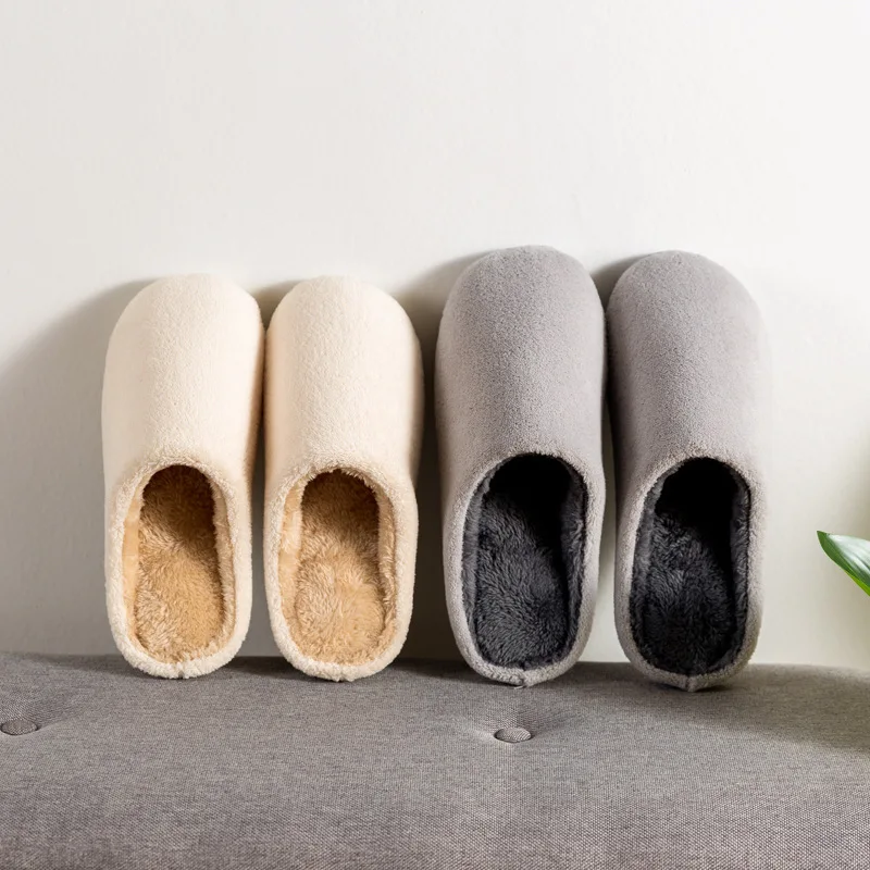 New coral fleece slippers ladies winter indoor thick-soled warm plush shoes couple home casual slippers