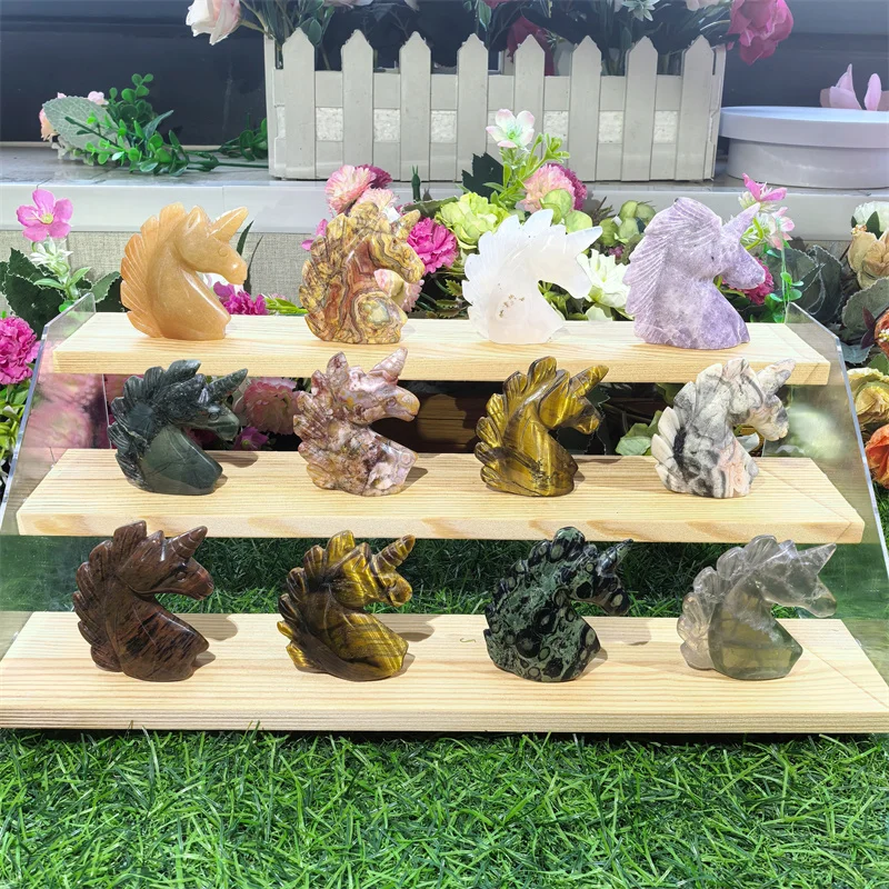 Wholesale Crystal Carving Healing Stone Natural Rose Quartz Amethyst Unicorn for Meditation