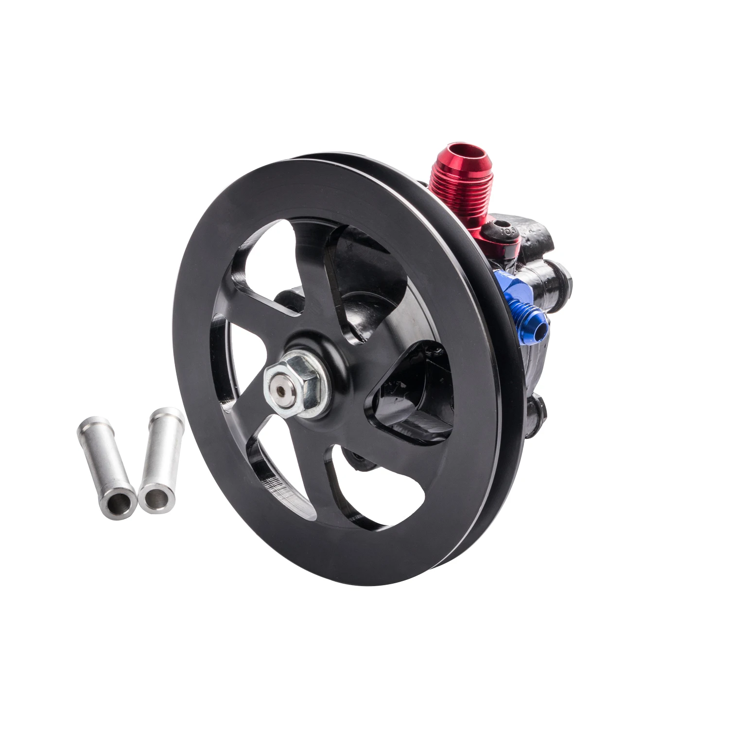 Race Car Power Steering Pump V-Belt Aluminum Pulley Cast Iron Body 1250 PSI 13.5 CC PS Power Steering Pump