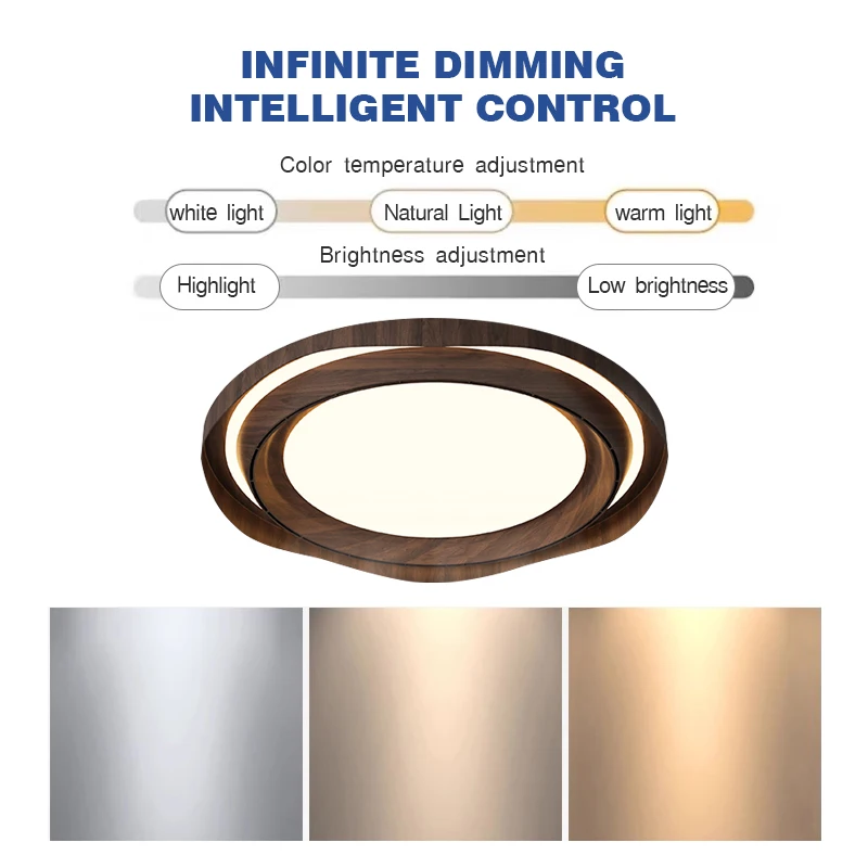 Invisible Ceiling Fan Light Wood Grain Dimmable Ceiling Lamp Adjustable Led Light Bedroom Kitchen Iron Square Living Room