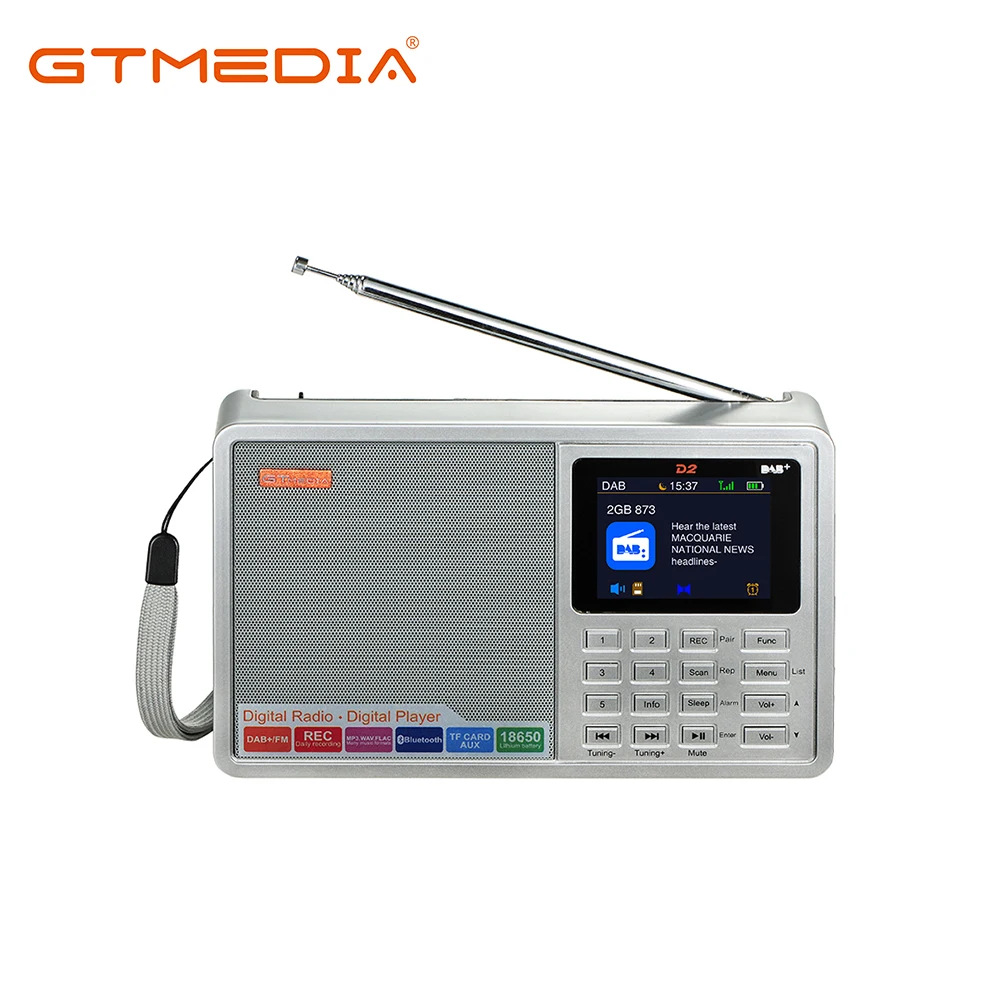 GTMEDIA D2 2.4 inch TFT-LCD color display Portable digital DAB+ Radio Receiver Support DAB+/FM RDS wavebands Radio
