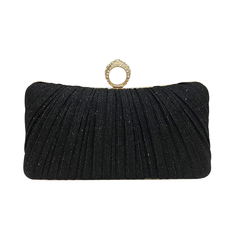 Designer Pleated Polyester square Ladies Wedding Clutch Bags