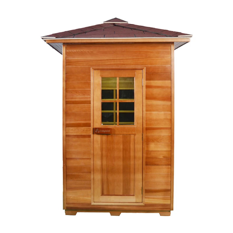 2 People High Quality Traditional Red Cedar Outdoor Sauna Room with Carbon Fiber Heaters