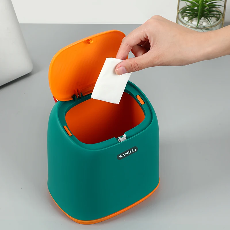 2L Rectangular Mini Small Slim Step Trash Can Waterproof with Removable Inner Bucket