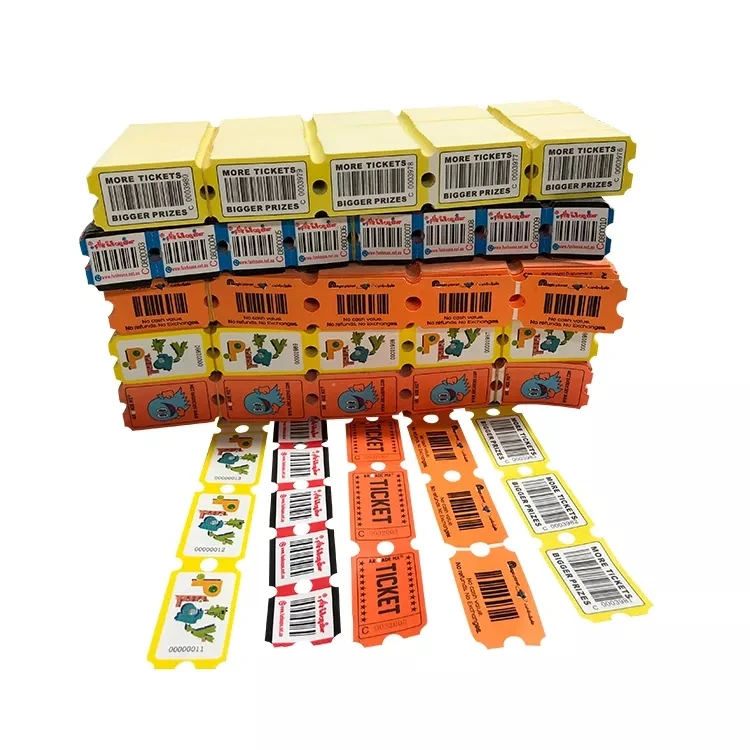 Wholesale Carton Amusement Park Tickets Coin Pusher Redemption Games Lottery Arcade Ticket Customized