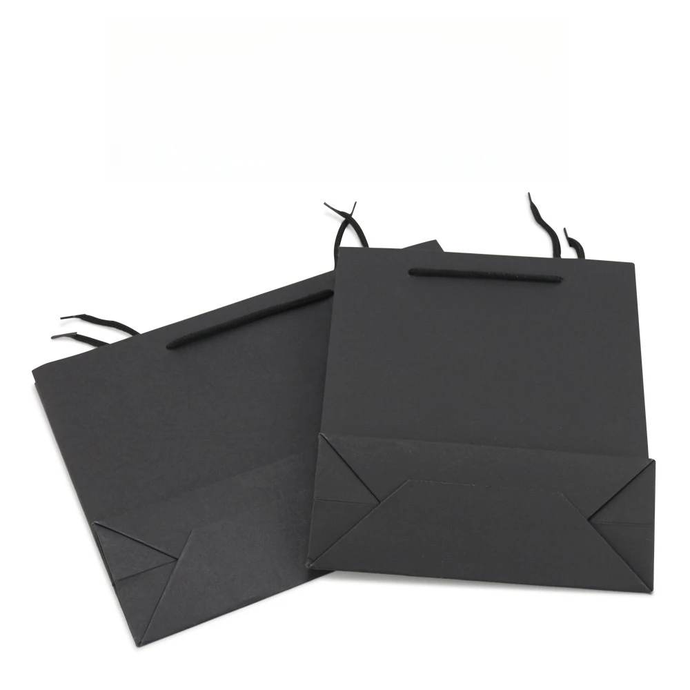 Wholesale Luxury Black Shoes Clothes Packaging Paper Bags Printed Custom Logo Clothing Shopping Gift Jewelry Wine Paper Bag