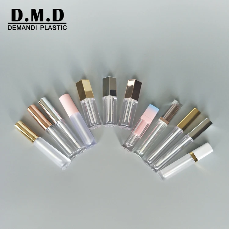 Wholesale private label 3ml empty 4 ml gloss container 5 ml custom lipgloss packaging bottle pink 6ml lip gloss tube gold