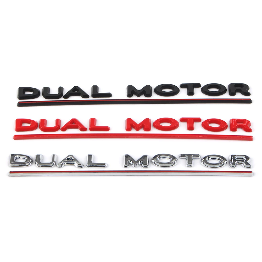DUAL MOTOR Letters 3D ABS Emblem Sticker For Model 3 X S Y Car Styling High Performance Rear Trunk Badge Sticker
