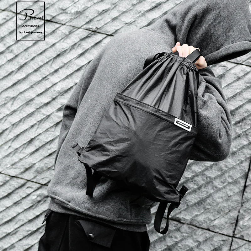 Whole Tyvek Drawstring Backpack Durable Fashion Sport Gym Bag with Nylon Lining Waterproof Polyester Pouch Hiking