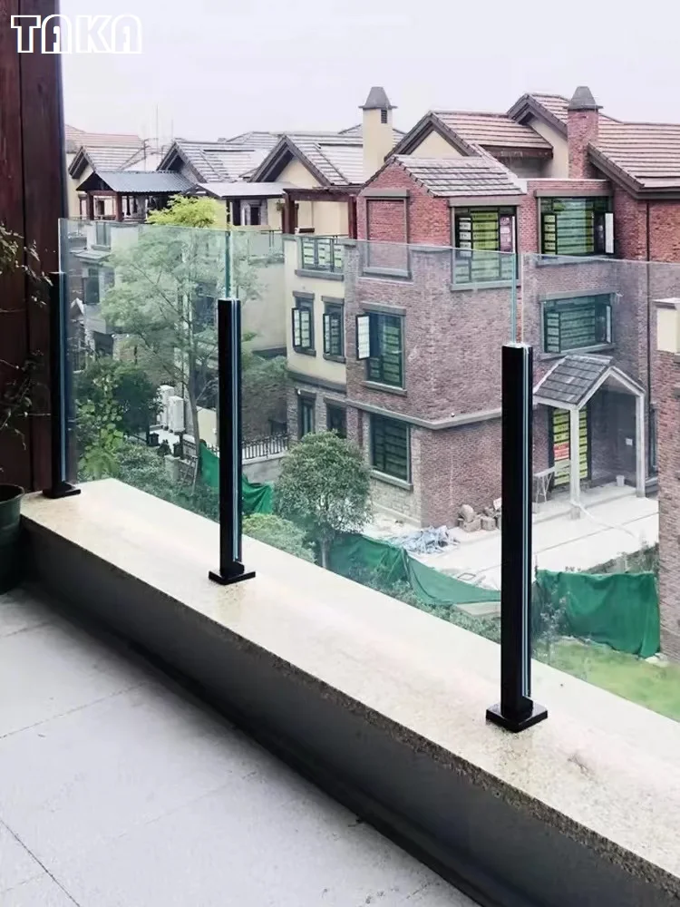TAKA Customized  Fence Modern Design Stainless Steel/Aluminum Post Glass Railing baluster adjustable railing