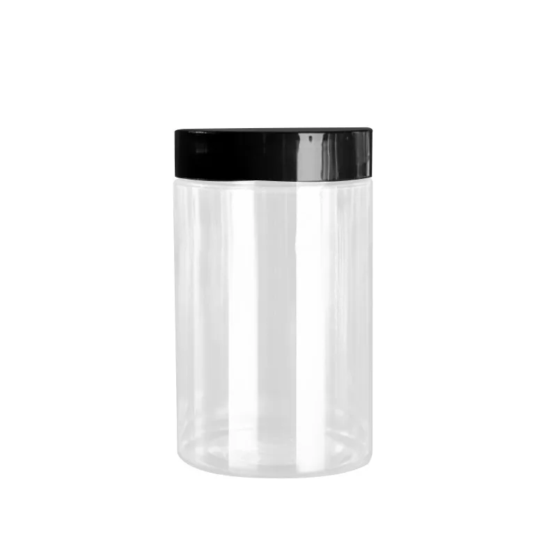 100ml 120ml 150ml 180ml 200ml 250ml 300ml  PET Transparent Food cosmetic cream jars plastic container with black scrub lid