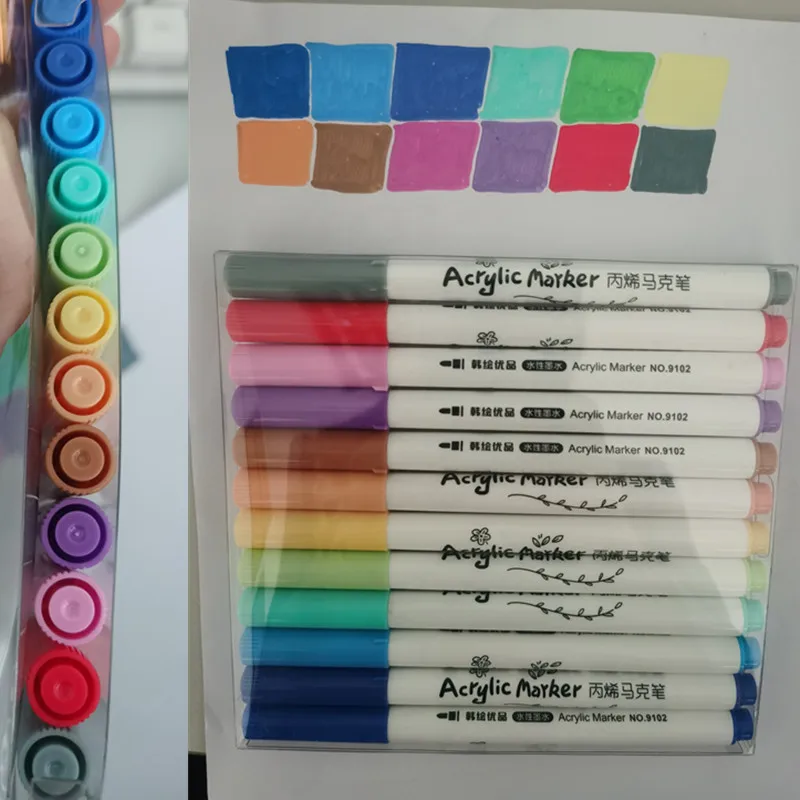 Cheap Paint Marker 12 Colors Waterbased Acrylic Paint Markers Set Rock painting Waterproof Non-toxic Art Markers Pen