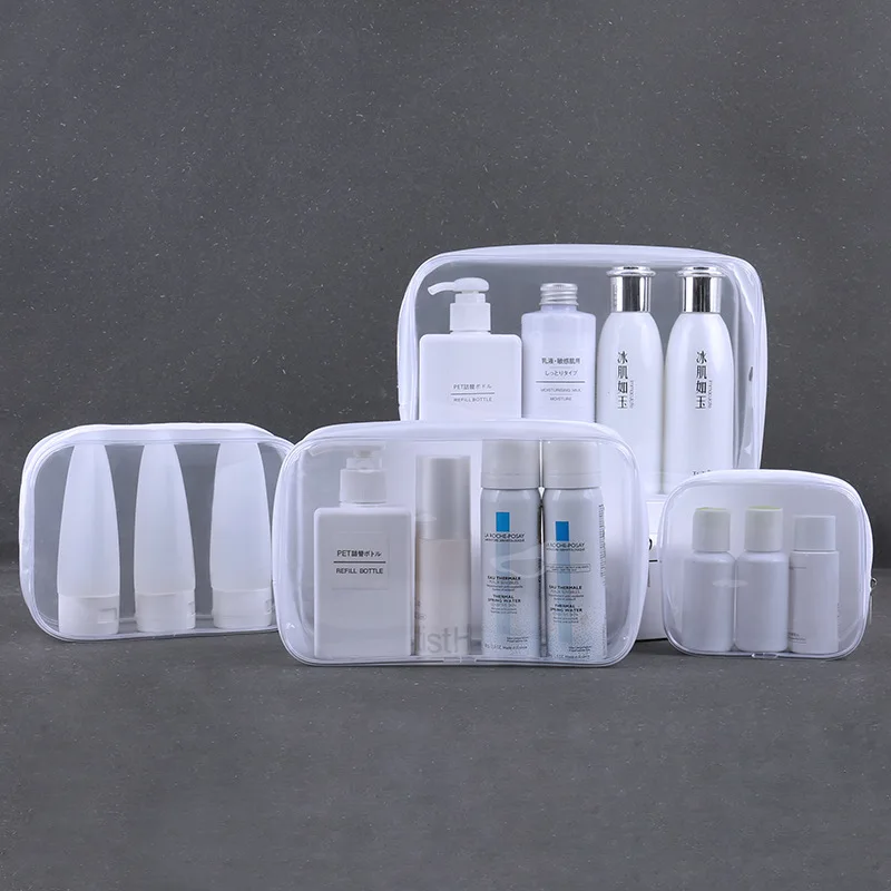 Custom Logo Waterproof Travel Large Capacity Wash Jelly Pvc Bag Transparent Pvc Cosmetic Bag