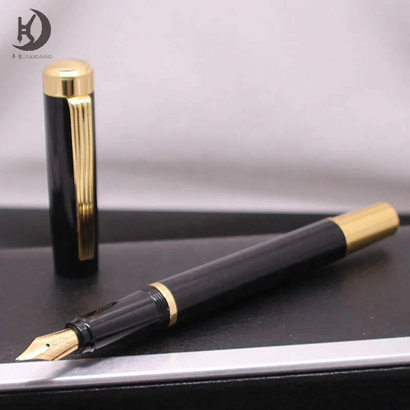 002 Luxury Business Gold Chrome Smooth Writing Iridium Calligraphy Ink Pen for Office Supplies