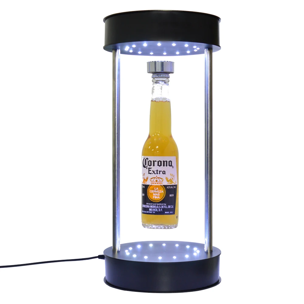 Support Customization Designed Magnetic Floating Display Magnetic Levitating Rotation Wine Bottle LED Luminous Promotion Display