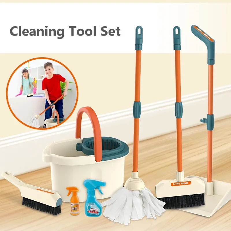 Pretend Play Toy Children Cleaning Tool Toys Housework Tools Role Play Cleaning Toy Set With Rich Accessories