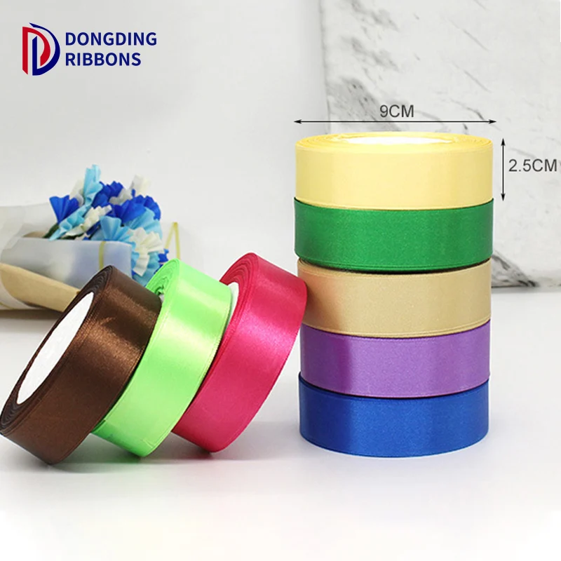 Wholesale Ribbon Mix 196 Colors 1 Inch 2.5cm Satin Ribbon For Fruit Packing