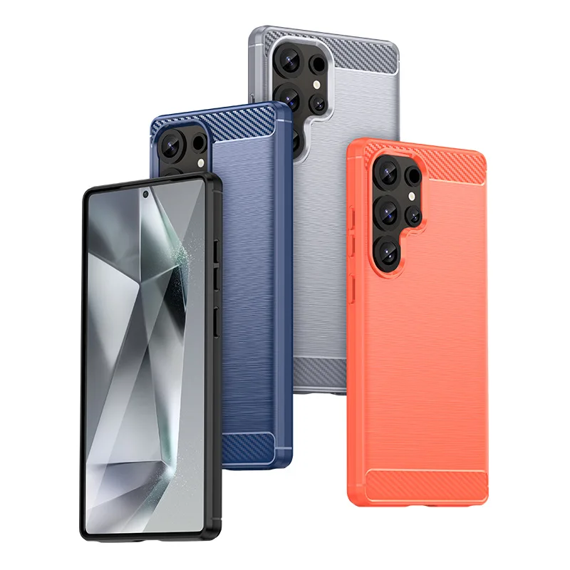 Carbon Fiber TPU Case for Samsung Galaxy S25 Ultra Shockproof Soft Back Cover