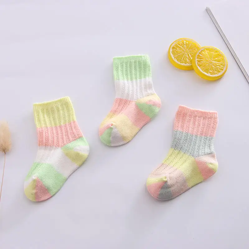 Newborn Baby Kids Socks Multiple Candy Colors Cute Organic Cotton Crew Baby Girl Socks