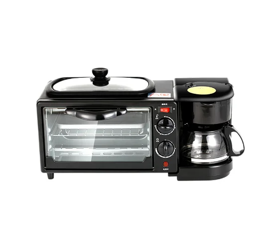3 In 1 Breakfast Maker Electric Breakfast Station with Coffee maker Toaster Oven and NonStick Griddle