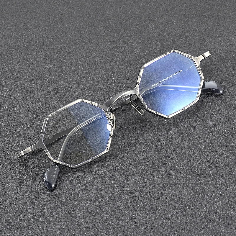 Polygonal titanium glasses for men retro art eyeglasses frame custom logo for women luxury myopia frame