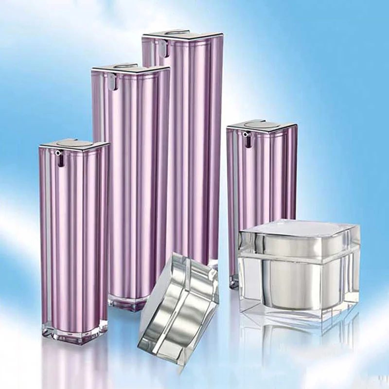 15ml 30ml 40ml 50ml Black Acrylic Square Cosmetic Lotion Pump Bottle and Cream Jar for Skin Care