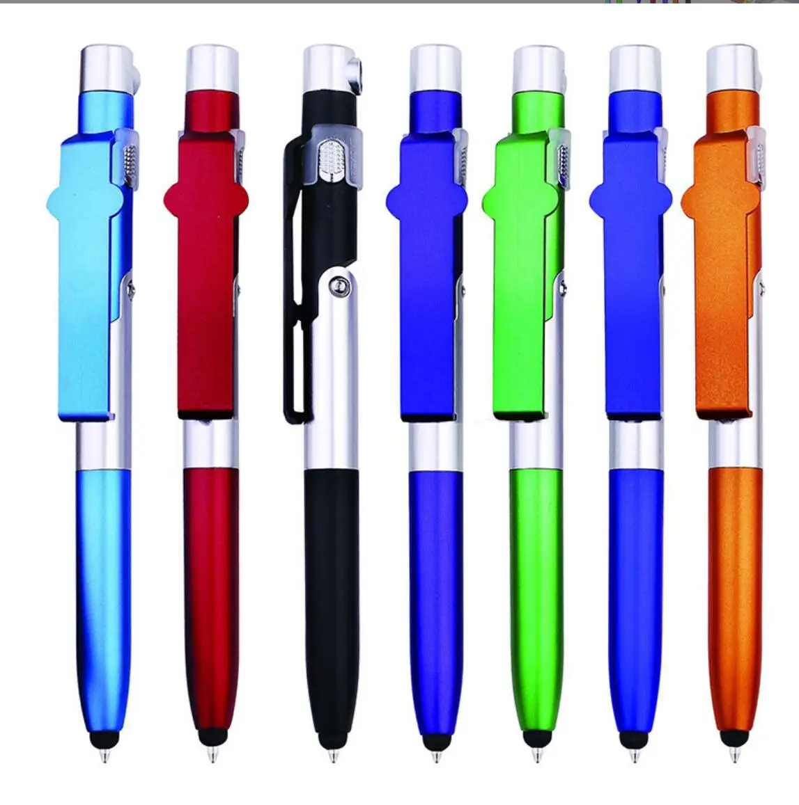Best Gift 5-in-1 Light Touch Phone Holder Pen Custom Logo Business Promotional Hot Selling Plastic Pen 1.0mm Writing Width
