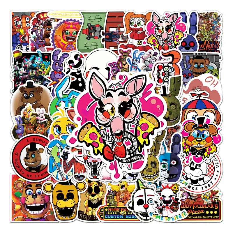 50Pcs Trendy Horror Game Five Nights at Freddys Stickers For Skateboard Luggage Laptop Phone Bottle Decorative Sticker