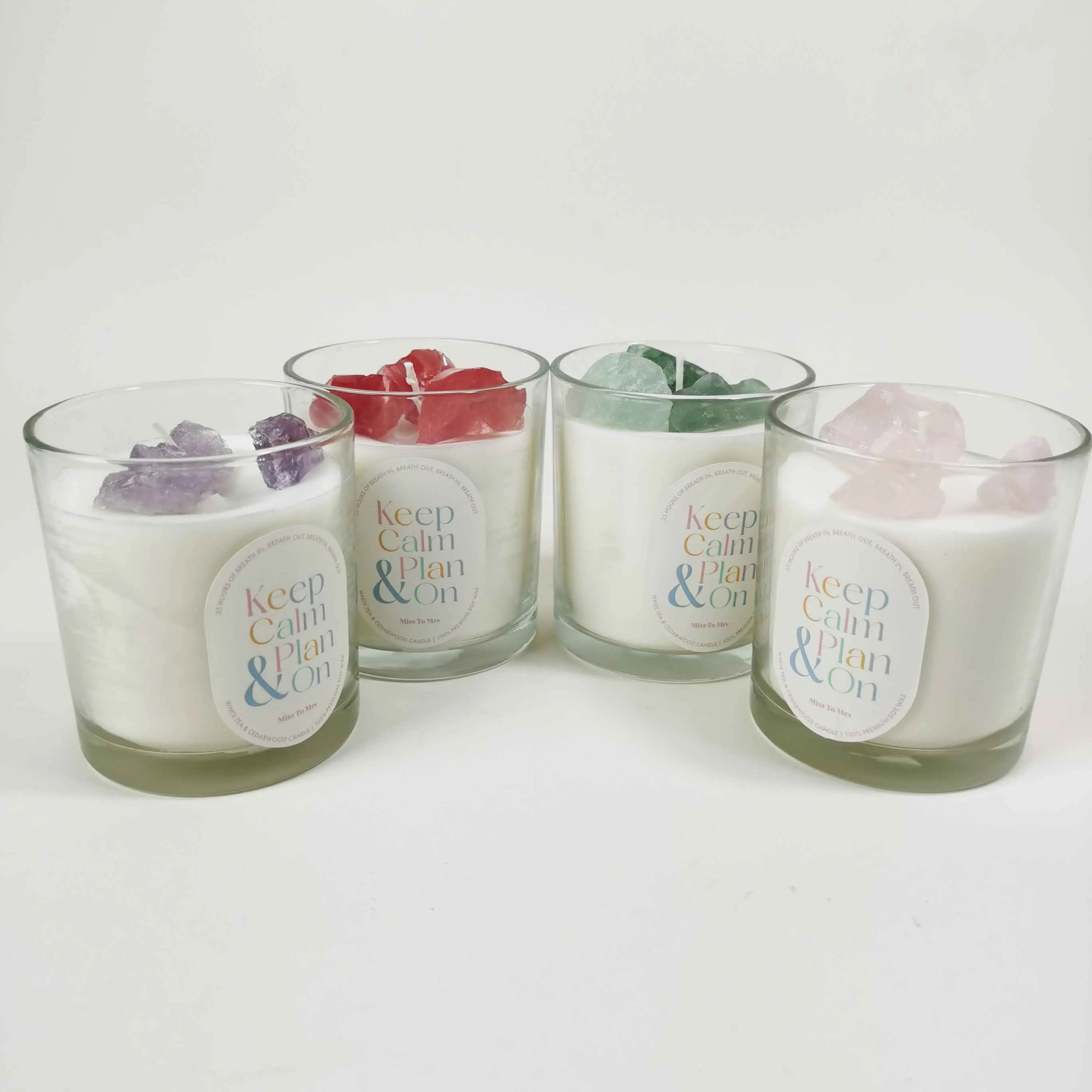 Wholesale luxury scented Soy wax healing crystal candles for chakra, home decor, gift set