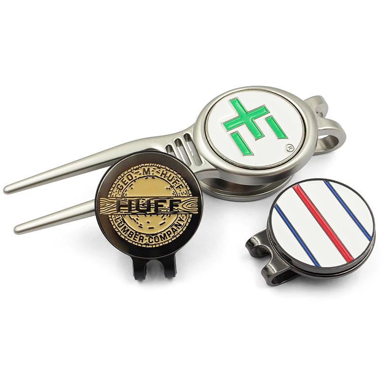 Personalized Metal Golf Accessories Design Pitch Fork Magnetic Hat Pin Clip Custom Logo Golf Divot Repair Tool Golf Ball Marker