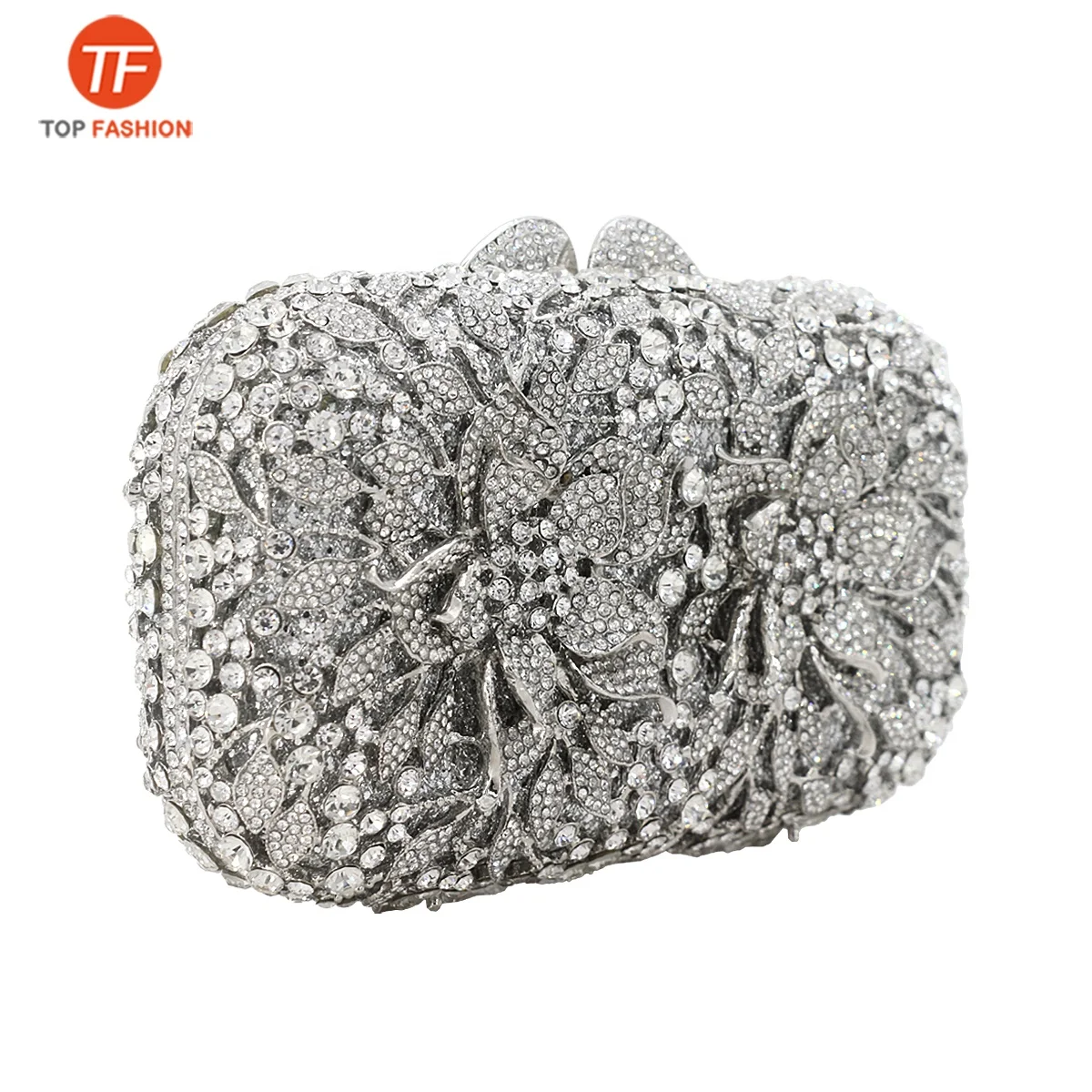 China Factory Wholesales Nice Crystal Rhinestone Clutch Evening Bag for Formal Party 2 Foral Clutch Purse