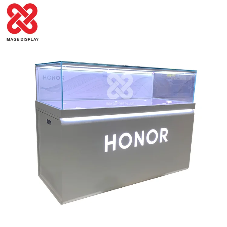 Honor Counter Smart Mobile Phones Display Stand Cell Phone Showcase Lighting Handset Cabinets Storage Kiosk