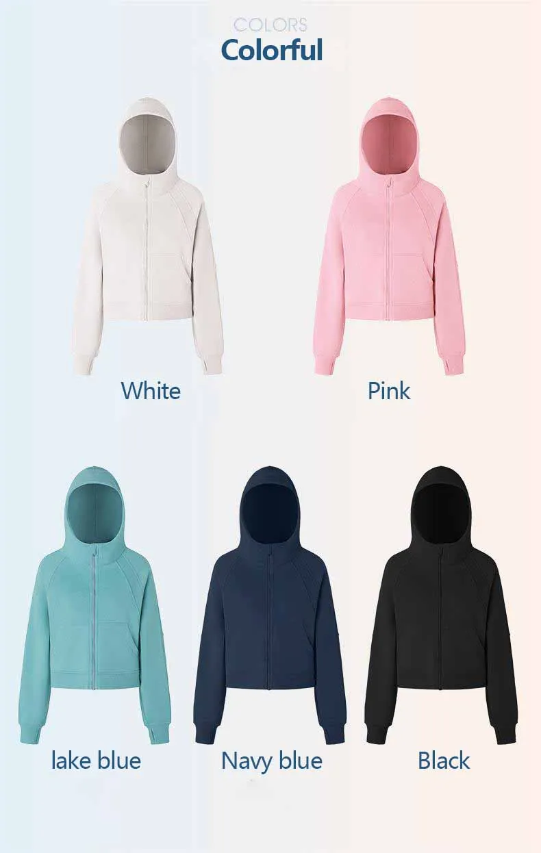 XW-DAW004 High Quality Zippered Hooded Sports Coat Loose Yoga Casual Sweatshirt Jacket Gym Fitness Sets