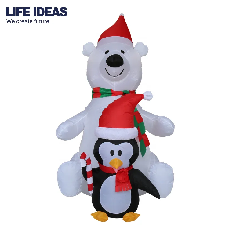 5.5FT Outdoor Christmas Decoration Inflatable Polar Bear With Penguin