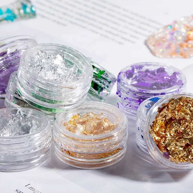 INTODIY 12 Colors Glitters Pigment Powder Nail Art Sequins Gold Foil Flakes Fruit Chips Fillers For Resin Jewelry Craft