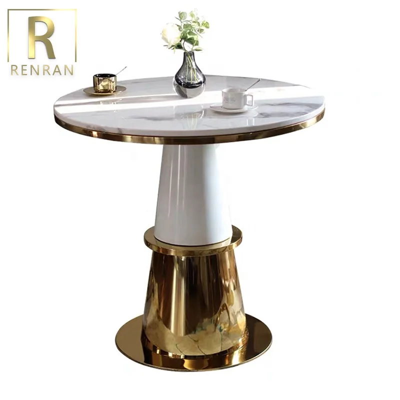 Popular Luxury Marble Top Gold Hotel Lobby Table Coffee Table Lounge Furniture