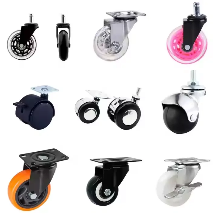 Modern Orange Industrial Wheel With Brake PVC Mute Roller TV Shelf Swivel Wheel Office Furniture Computer Chair Caster Wheel