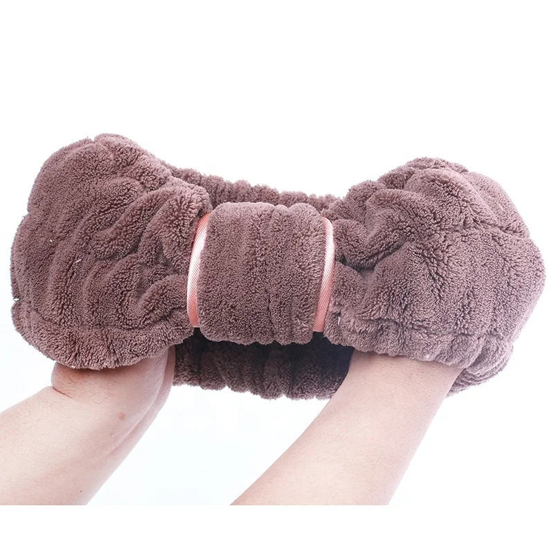 Wholesale Custom Terry Cloth Micro Fiber Towel Hair Wraps Wash Microfiber Top Knot Head HeadWrap Yoga Sport Spa Facial Headbands