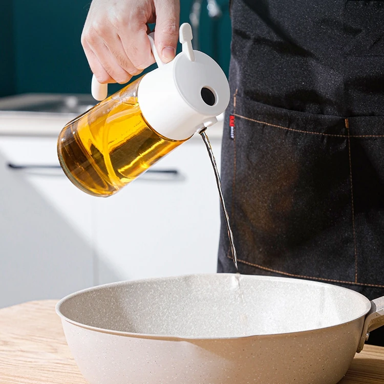 2 in 1 Olive Oil Sprayer and Oil Dispenser 500ML Glass Bottle Oil Pot Spray Mister for Cooking,Kitchen,Salad,BBQ,Air Fryer