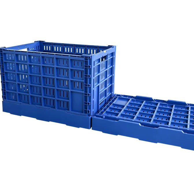 Foldable reusable 600x400x400 mm mesh type crate plastic storage crate for fruit and vegetable transport