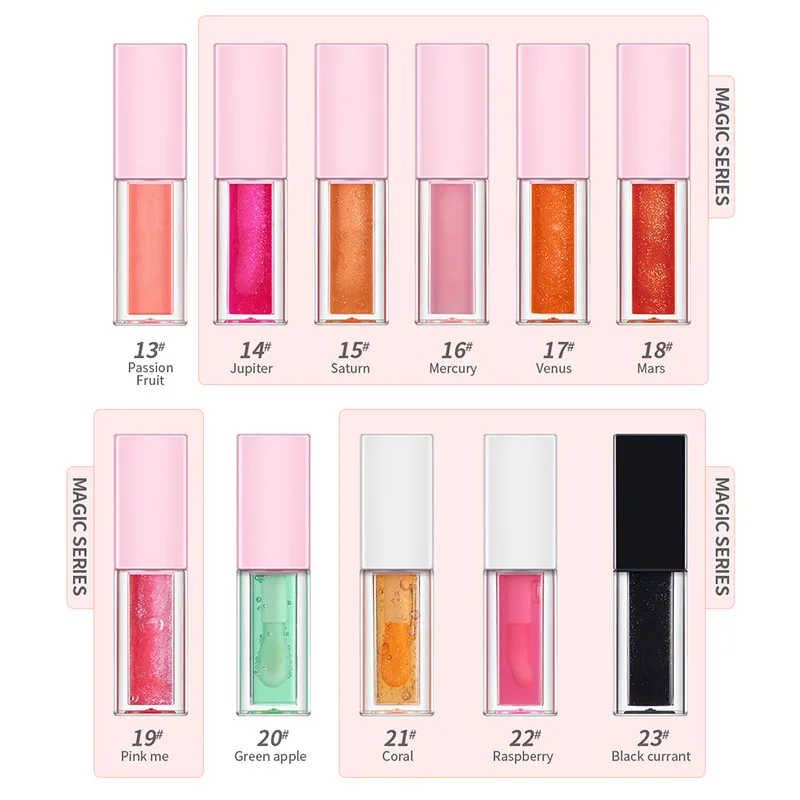 Wholesale OEM Moisturizing Color Changing Lip Oil Plumper Flavoring Fruit Tint Stain Glaze Hydrating Moisturizer Magic Lip Oil