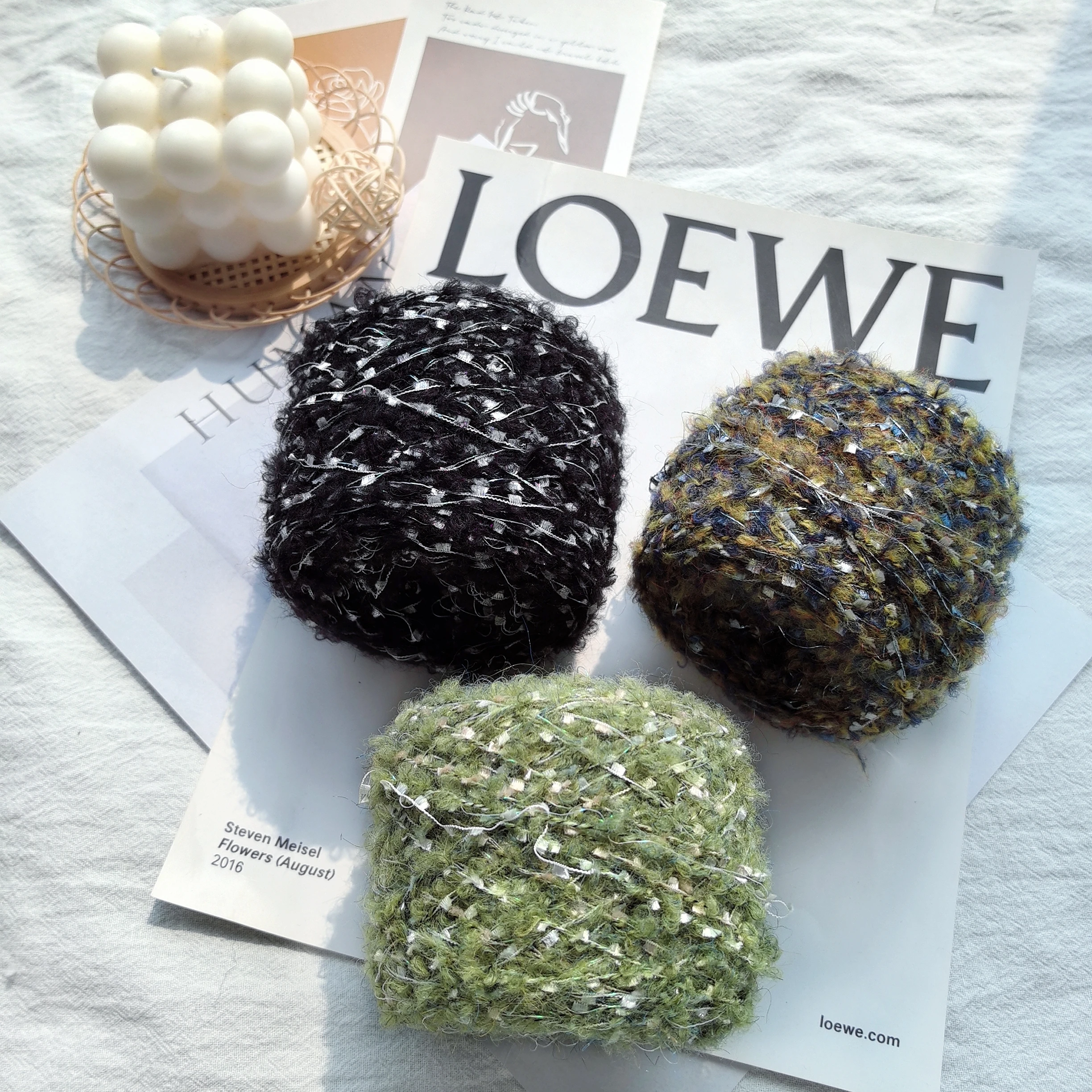 2024 Newest loops and threads yarn butterfly sequin yarn fluffy yarn crochet sweater