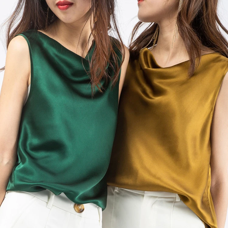 2021 Весенняя мода 100% футболка из натурального шелка без рукавов женские шелк тутового шелкопряда футболка