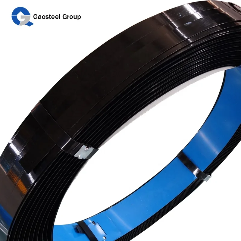 Customized Black Paint Steel Tape Ribbon Steel Strap Painted Black Strip For Packing goods