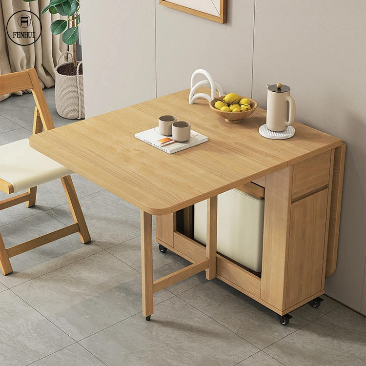 Customized Folding Dinning Table and Chair Set Wood Space Saving Foldable Kitchen Dining Table a Manger Complet