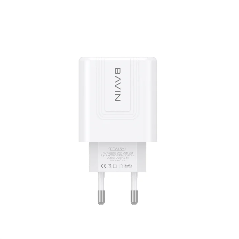 BAVIN Amazon hot selling fast wall charger for mobile dual port 5v 2.4a EU standard