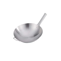 High Quality 30cm-43cm 2.0mm 201 Thickness Stainless Steel One Handle Chinese Restaurant Hotel Cooking Wok For Sale